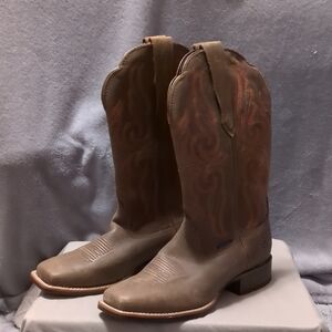 Ariat Brown Leather Boots with Red Lining